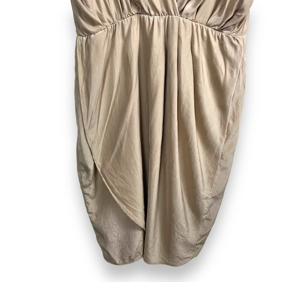 Amanda Uprichard Dress Womens Small Nude Silk Sleeveless Romantic Faux Wrap - Picture 6 of 13